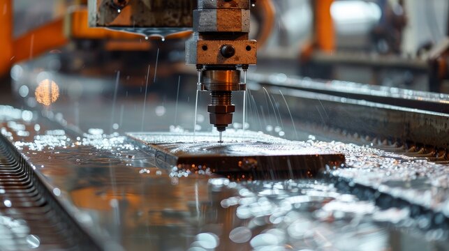 A machine is spraying water on a piece of glass