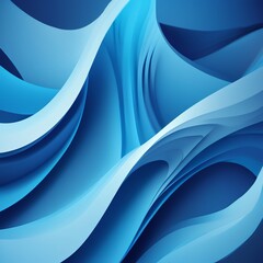 Obraz premium Blue 3D Parallax Abstract Background with Wave Effect