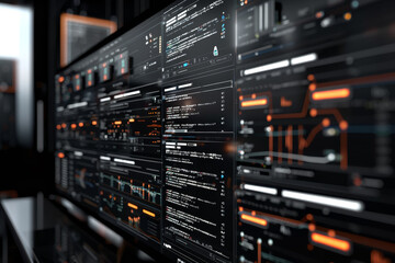 A computer monitor displays a complex array of codes and numbers