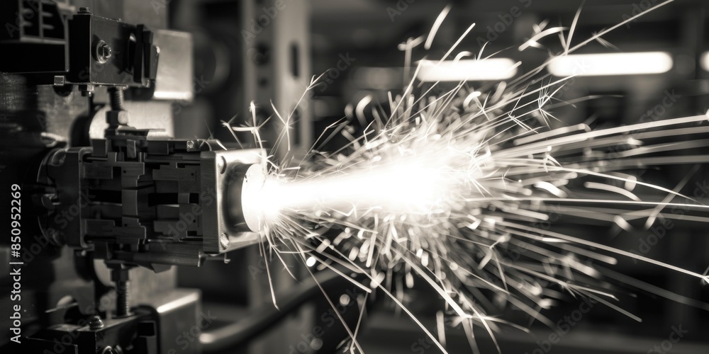 Poster A single sparkler lit up in a dark environment, perfect for use as a symbol or element in various designs