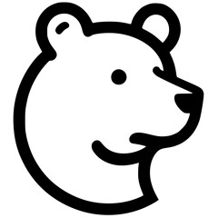 One line simple bear head silhouette