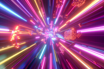 Fototapeta premium A colorful, neon light display with a bright, energetic feel