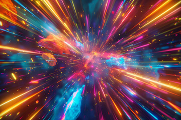 Naklejka premium A colorful explosion of light and fire in a space