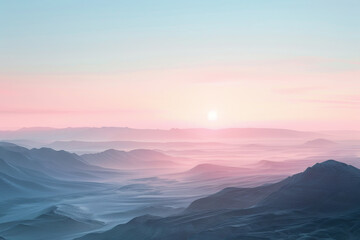 Fototapeta premium A beautiful mountain range with a pink and orange sky