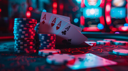 A deck of cards with the number of aces on top