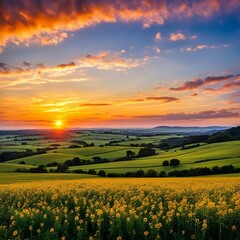 Fototapeta premium Flowery Sunset Perch