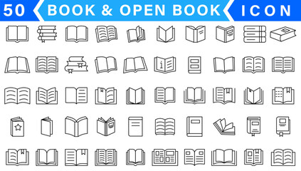 Books Icons - Vector Line. Editable Stroke.