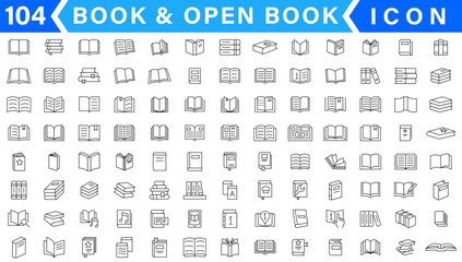 Books Icons - Vector Line. Editable Stroke.