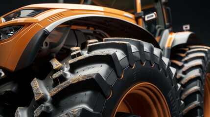 Naklejka premium A close up of a tractor tire with the word 