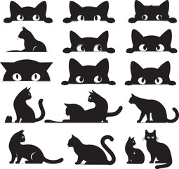 black and white cats set