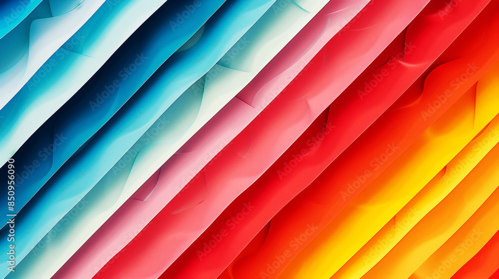 Poster a row of colorful fabric with a rainbow pattern. the colors are bright and vibrant, creating a cheer