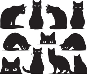 black and white cats set