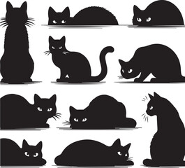 black and white cats set
