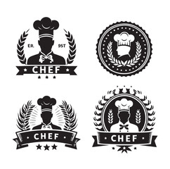 Obraz premium Chef, cook logo or label. Illustration for design menu restaurant or cafe. vector 