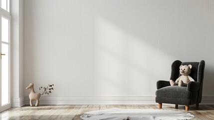 Mockup wall in the children's room on wall white color.