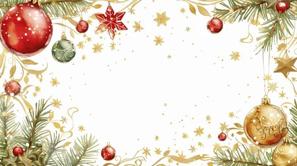 Christmas Ornament Border With Snowflakes