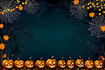 Halloween pumpkin border for halloween day design or greeting 