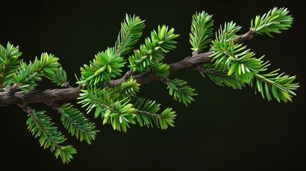 Spruce branch constantly refreshed with budding small bright green branches