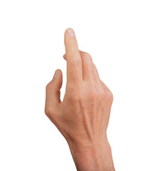 Finger touching, hand clicking. Gesturing index finger pointing, isolated white background. Press...