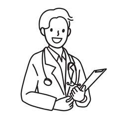 Obraz premium Doctor vector illustration clip-art image black and white