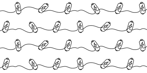 Obraz premium Battery charge icon in line style. Power level vector illustration on white isolated background. Lithium battery seamless pattern business concept.