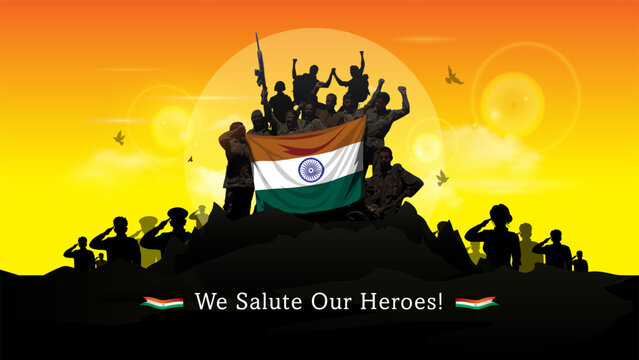 Kargil Vijay Diwas or victory day 26 july. Indian army remembering and celebrating.
