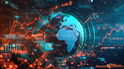 Global Financial Data Visualization, Digital Economic Trends, International Market Analysis AI Technology Network Connection