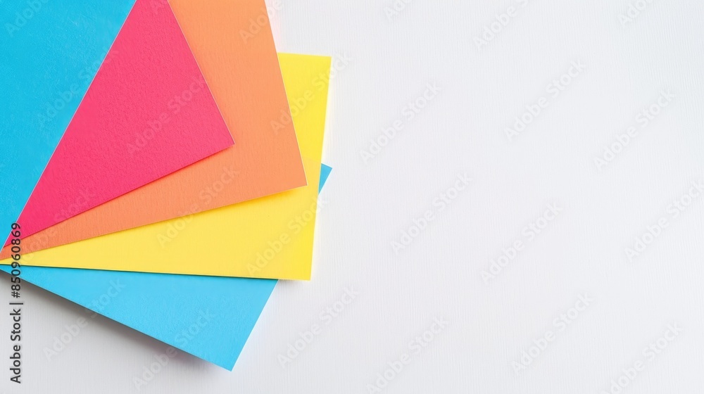 Aufkleber note taking colored paper on white background with copy space