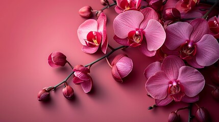 A bright ruby backdrop with a solid orchid color.