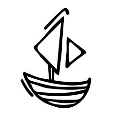 doodle ship in children's style. Doodle vector icon