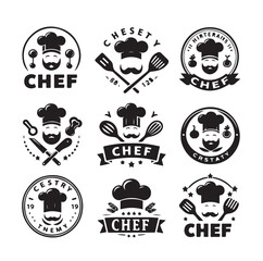 Chef, cook logo or label. Illustration for design menu restaurant or cafe. vector 