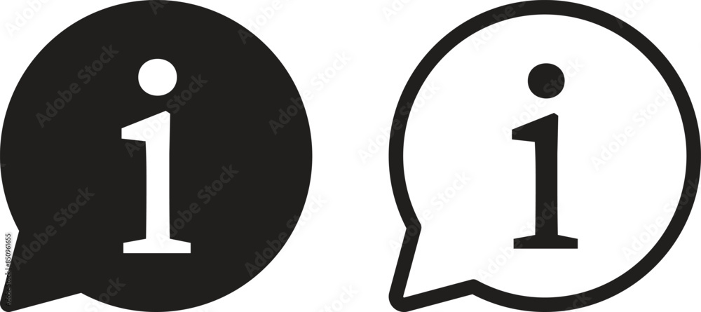 Poster information speech bubble icon set in two styles . info icon . speech bubble with information icon .
