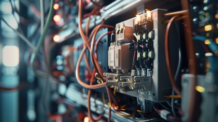 Close-up image of an electrical panel with wires