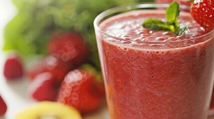 Fresh Fruit Smoothie with Strawberries, Raspberries, and Blueberries in a Mason Jar for a Perfect Summer Refreshment