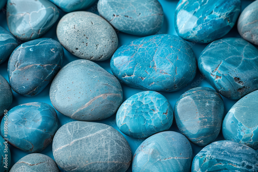 Aufkleber simple image of cyan-colored pebbles arranged in a minimalist pattern,