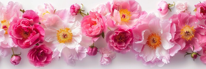 Vibrant Pink Peonies on White Background for Floral Arrangements Generative AI