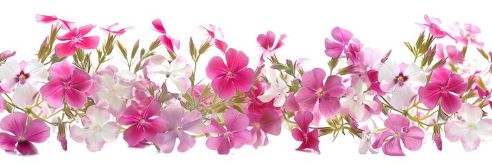 Beautiful Phlox Flowers on White Background for Decor Inspiration Generative AI