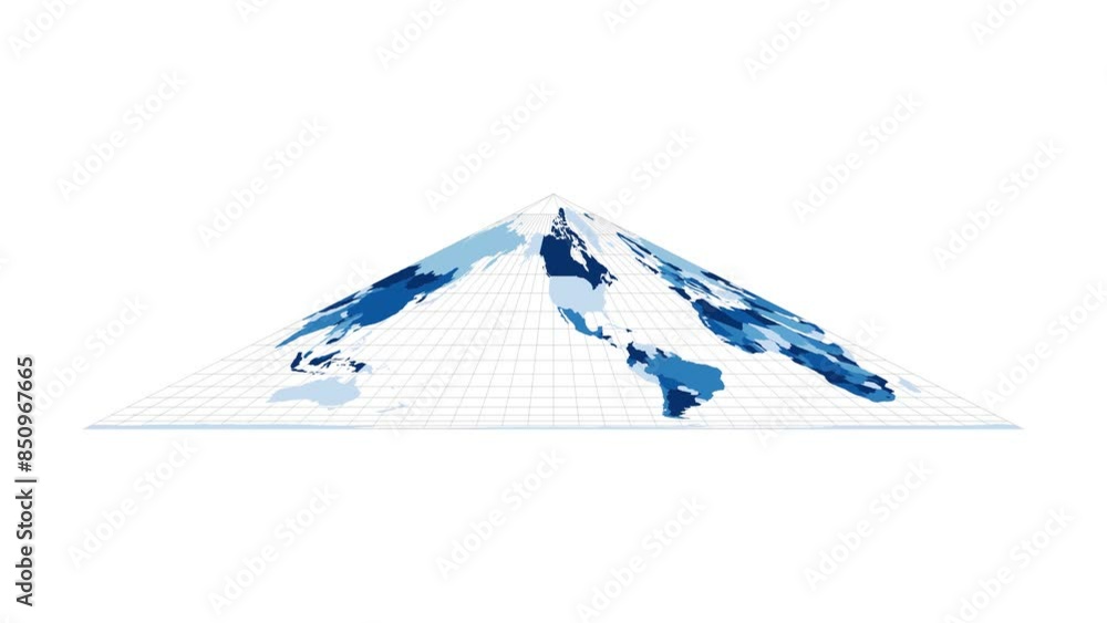 Poster world map in collignon equal-area pseudocylindrical projection. loopable rotating map of the world. 