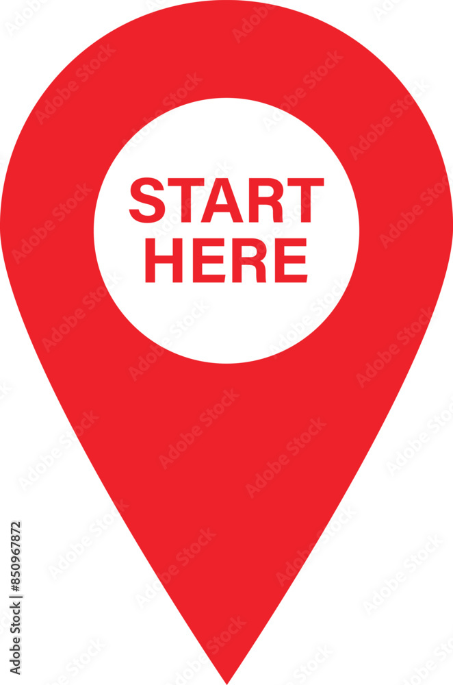 Poster start here location pin icon . start here map pointer icon vector