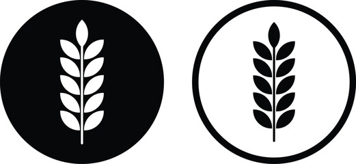Wheat ears icon set in two styles . Spike wheat icon . Vector illustration