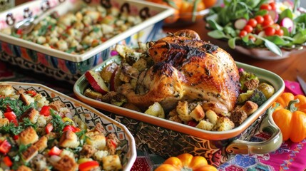Festive Holiday Feast with Gluten-Free Roasted Turkey and Seasonal Vegetables for Celebration Meals
