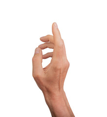 Touching finger pointing, hand gesturing. Clicking index finger isolated, expression select mature...
