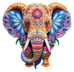 Obraz premium PNG The elephant in embroidery style pattern animal mammal.