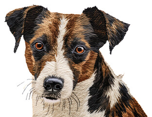 PNG The dog in embroidery style terrier mammal animal.