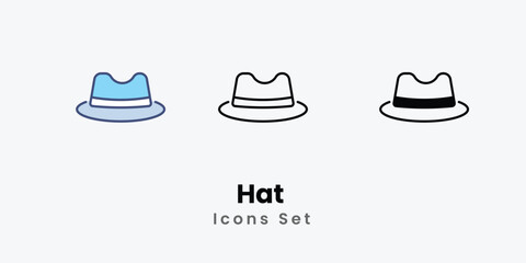 Hat icons vector set stock illustration 