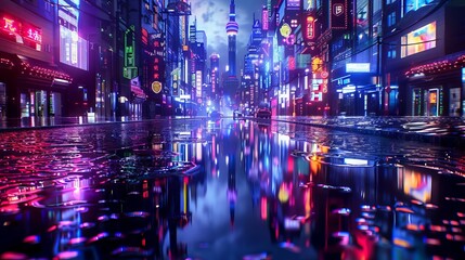 Obraz premium Cityscape design with neon lights
