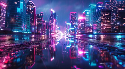 Obraz premium Cityscape design with neon lights