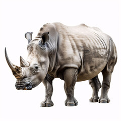 Fototapeta premium Portrait of a rhinoceros on white background