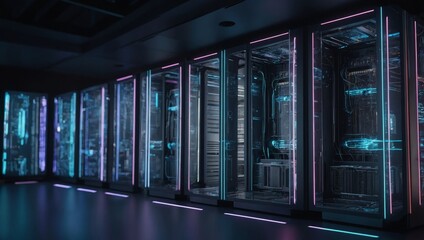 3D rendering of an AI supercomputer with holographic interface, high detail, DreamShaper model, futuristic design, 3D render style