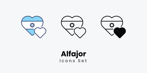 Alfajor icons vector set stock illustration